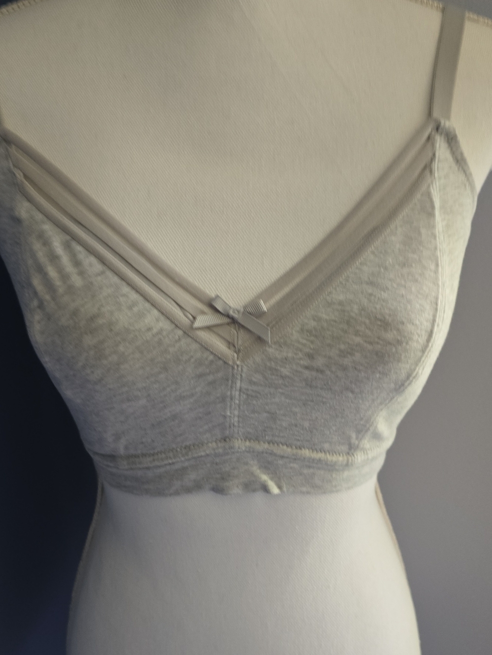 Por Mori  2 Pcs- Heather Gray Cotton Blend Wireless Bra